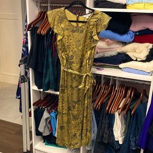 L.K. Bennett Citrine and Navy Blue Dress US 12
